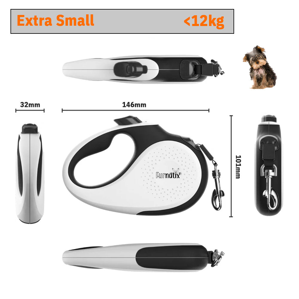 Retractable Dog Leash - Black and White