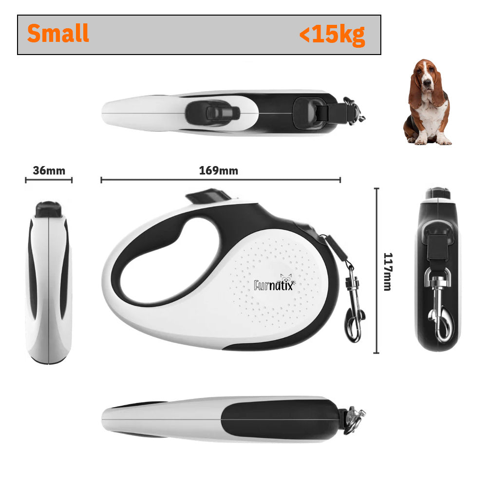 Retractable Dog Leash - Black and White