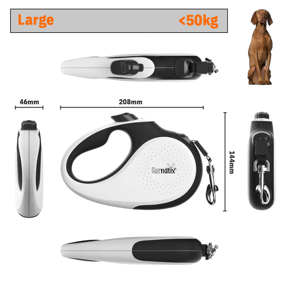Retractable Dog Leash - Black and White