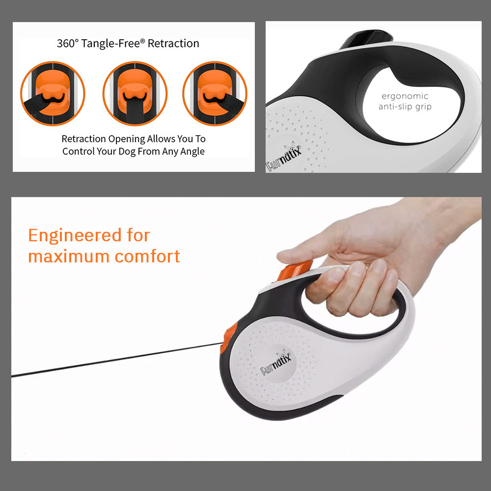 Retractable Dog Leash - Black and White